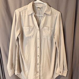 Christopher & Banks Beige Collared Button Front Shirt Women’s S Long Sleeve